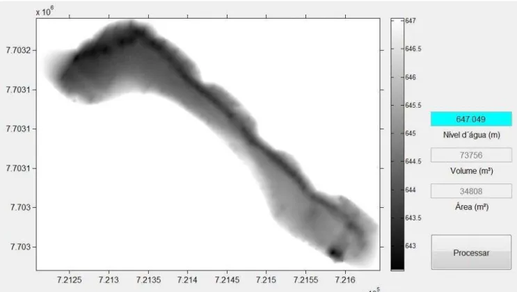Figura 12: Volume calculado a partir do MDE gerado pela função Scattered Interpoland, interpolador  natural com dados do GPR