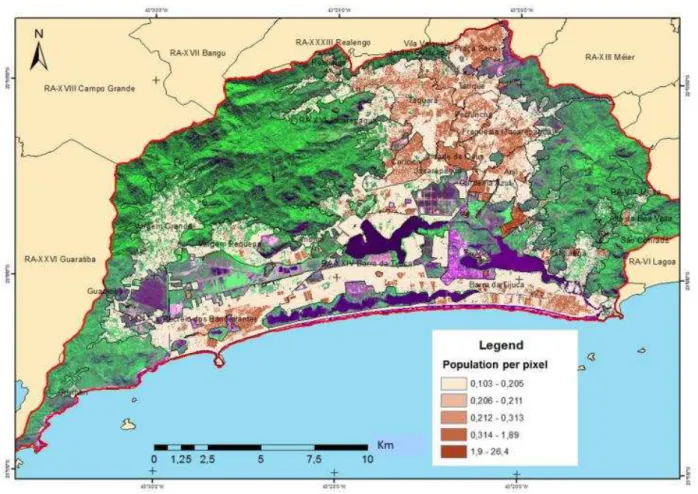 Figure 6. Dasymetric map of the population density, using the method of Strauch and Ajara  (2015)