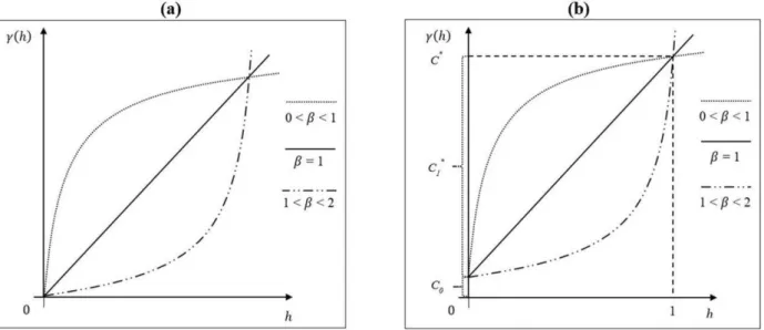 Figure 1: (a) Power semivariogram model; (b) Configuration of the premisse in which C 1 * = α 