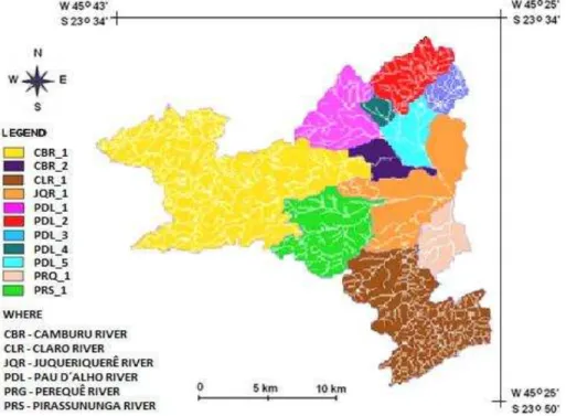 Figure 7: Spatial discretization of Juqueriquerê River Basin. 
