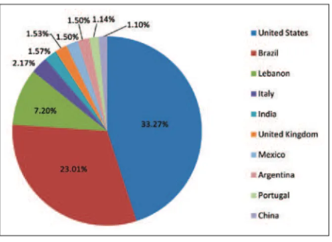 Figure 2 – Percentage of visits to the www.revistaplasticsurgery.
