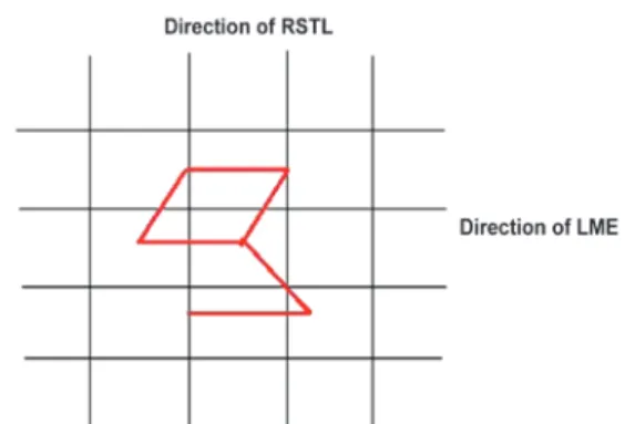 Figure 1  – Design of a rhombic lap in relation to LME and RSTL. 