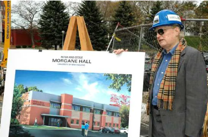 Figure 2.  Peter Morgane launching the construction of the Peter and Cécile Morgane Hall at the University of New England.