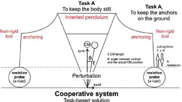 Figure 1. A schematic depiction of an anchor system model for a postural orientation task that uses haptic stimulus array information
