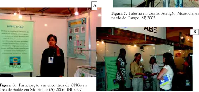 Figura 8.  Participação em encontros de ONGs na área de Saúde em São Paulo: (A) 2006; (B) 2007.