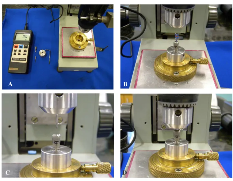 Fig. 1. (A) Digital torque meter and torque application device. (B) Hexagonal wrench positioned