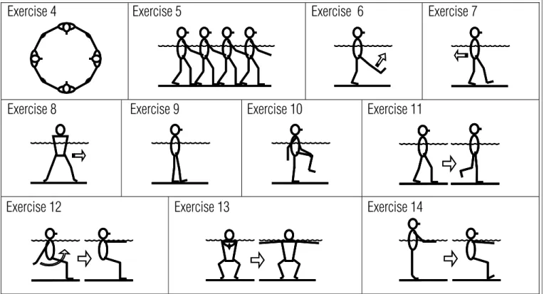 Figure 3. Hydrotherapy program for balance. Phase III – static and dynamic exercises for balance.