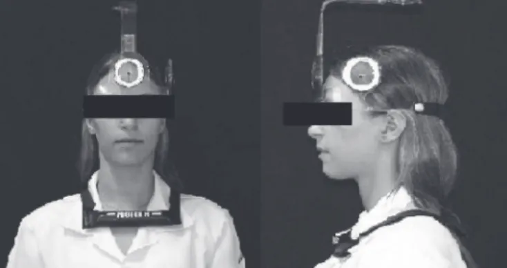Figure 1. Cervical Range of Motion (CROM, Performance Attainment  Associates,  St.  Paul,  MN,  USA)  in  the  frontal  (A)  and  sagittal  (B)  planes.