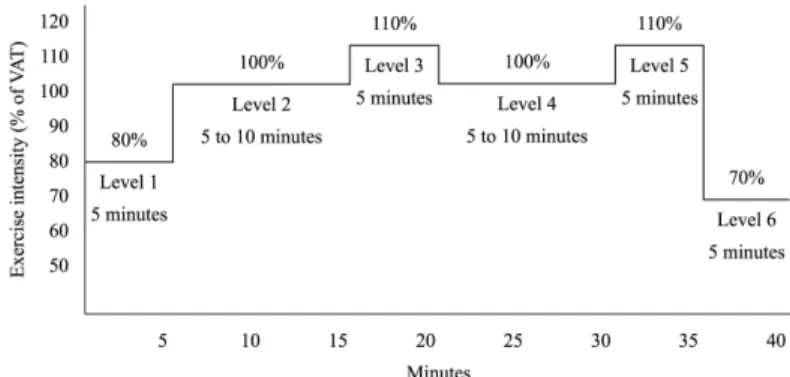 Figure 2. Visual presentation of intensity levels and duration performed during of interval training