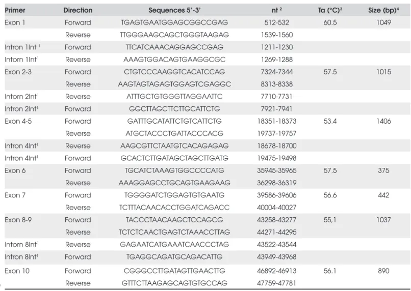 Table 1. Primers designed for WT1 coding sequence amplifi cation.