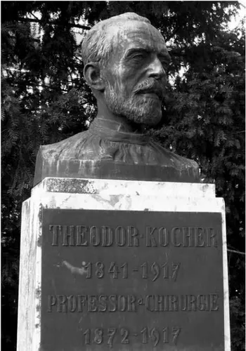 Figure 1. Sculpture of Theodor Kocher at the Inselspital, the University Hospital, in  Bern, Switzerland, by Karl Hänny (photograph P