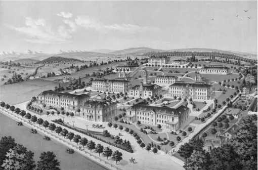 Figure 3. The University Hospital, the Inselspital, in Bern, Switzerland, in 1884.