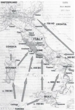 Figure 5 - Geographic chart of  Italy, published in 1882 with fittings by Luigi Torelli