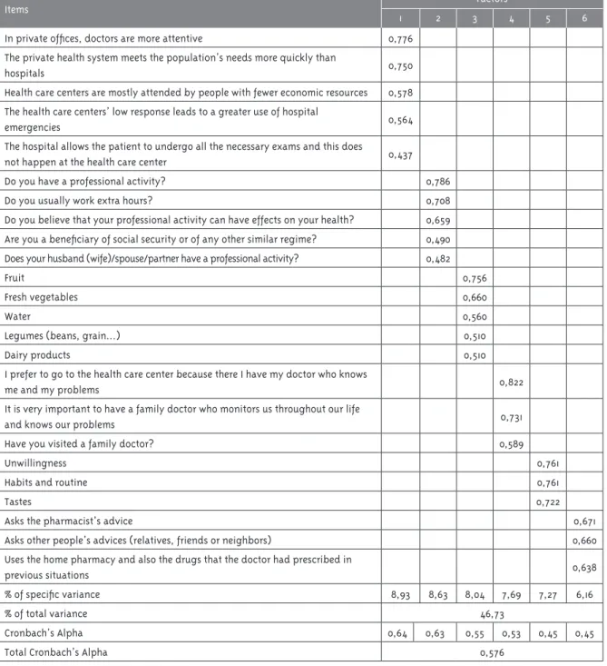 Table 5 - Results of the Factor Solution