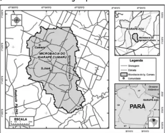 Figura 1 – Localização das comunidades Cumaru e São  José na Microbacia do Igarapé Cumaru
