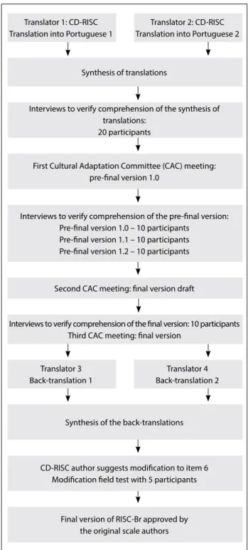 Figure 1. Cross-cultural adaptation process for the Brazilian  version of the Connor-Davidson Resilience Scale.