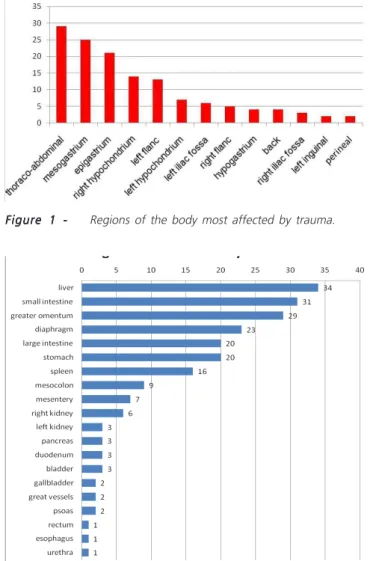 Figure 1 - Regions of the body most affected by trauma.
