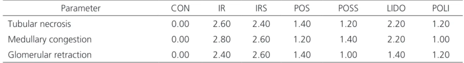 Table 2. Average histopathological scores.