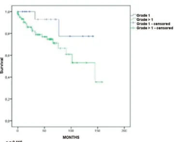 Figure 5.  Probability of survival versus histological grade.