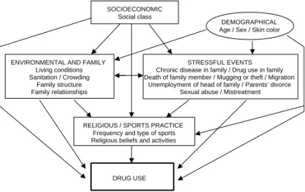 Table 1 shows the results of the crude analysis of drug use according to sociodemographic  characteris-tics, physical activity, and religious practice