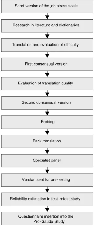 Figure 2  – Schemati c representati on of the process of adapting the short version of the “job strees scale” .