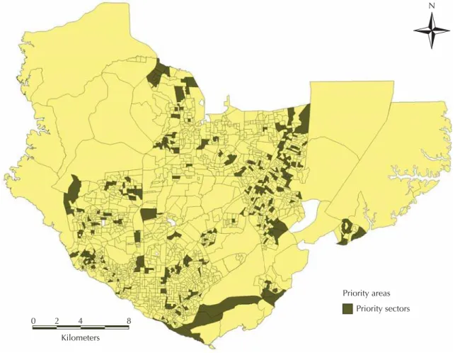 Figure 3. Areas for priority action. Manaus, Northern Brazil, 1998-2004.