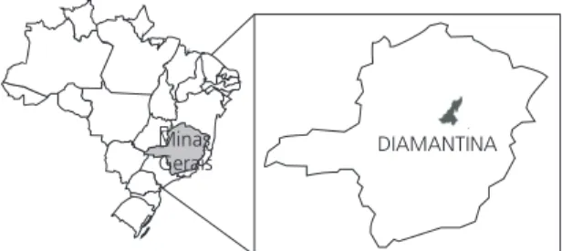 Figure 1. Location of study area. The location of the municipality of Diamantina in the Northeast of Minas Gerais State, Brazil.