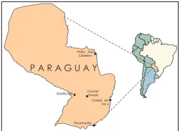 Figure  1  -  Map  of  Paraguay  showing  the  cities  where  this  study  was  performed.