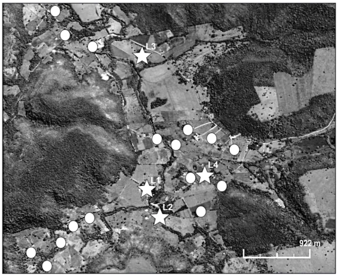 Figure 2 shows that the points of capture of the insects were very  irregular and isolated (except for L4).