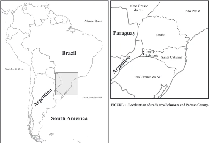 FIGURE 1 - Localization of study area Belmonte and Paraíso County.