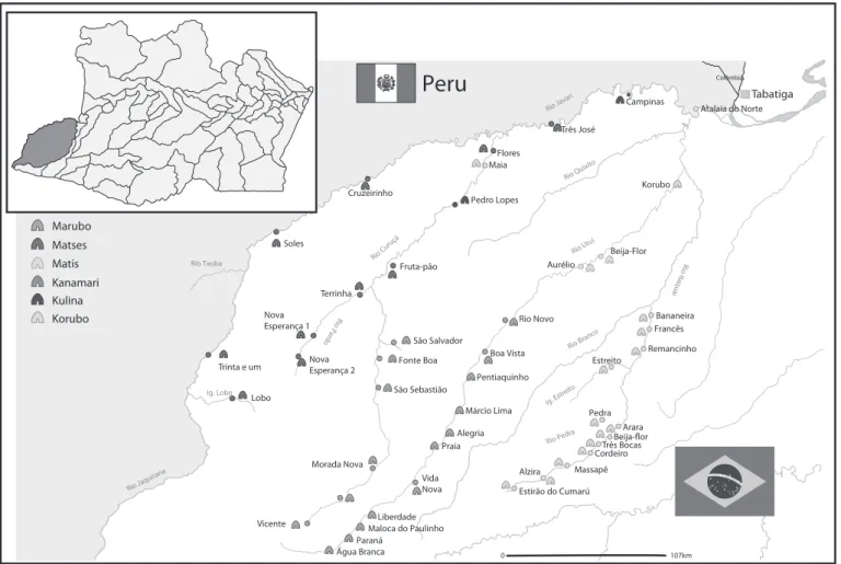 FIGURE 1 - Map of Javari Valley, State of Amazonas, Brazil (Adapted of FUNASA, 2008)