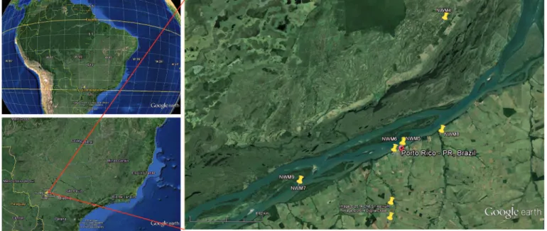 FIGURE 1 - Google earth images illustrating the region where the research was conducted