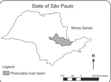 FIGURE 1 - Location of the study region in the State of São Paulo,  Brazil. 