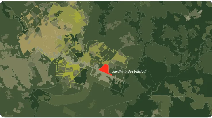 FIGURE 1 - Map of the study area, Jardim Industriário II, in Cuiabá, State of Mato Grosso.