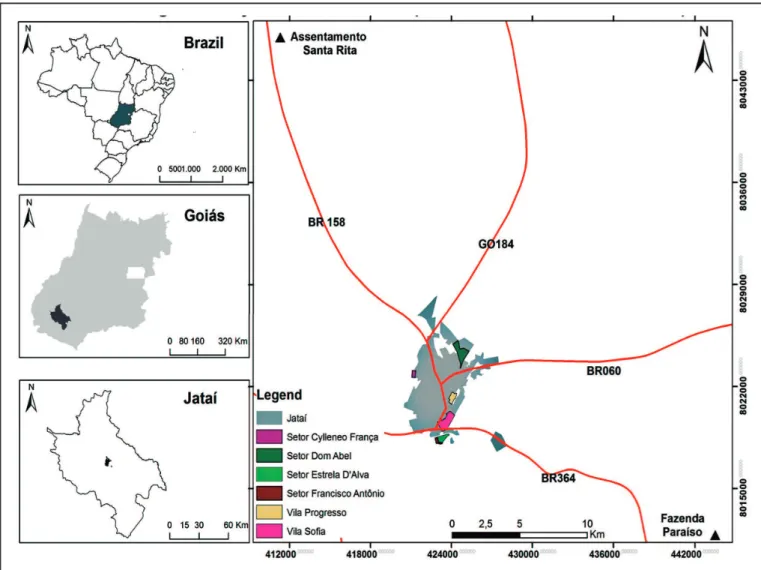 FIGURE 1 - Serological analysis for hantavirus infection in Jataí-GO. The study region is shown with its geographic location in the country