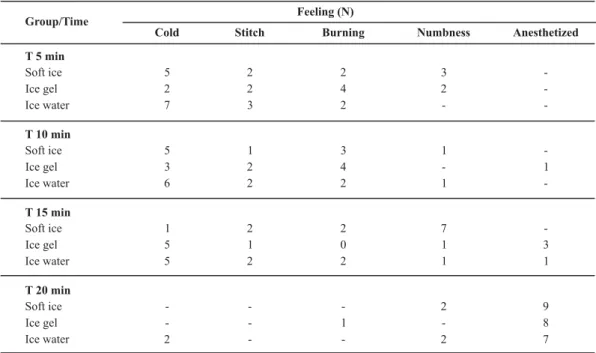 Table 4 - Feelings mentioned by students according to bag application time - São Paulo - 2008