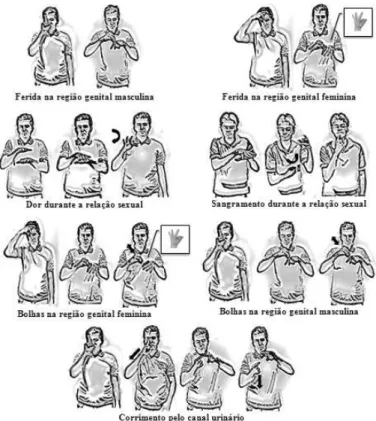 Figure 1 – Clinical signs and symptoms of STIs expressed in Libras by the deaf students and validated by the Libras judges.