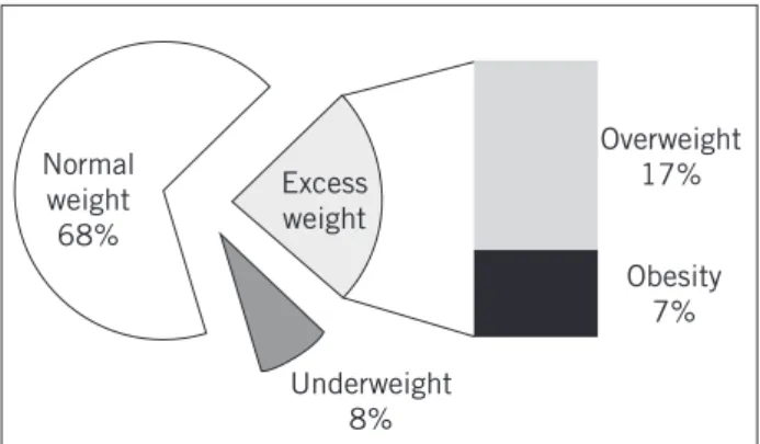 Figure 1 – Prevalence of overweight in 5,037 schoolchildren  in Maringá, Paraná, 2006
