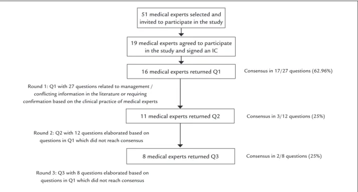 FIGURE 2   Flowchart of Delphi Method for the application of questionnaires to medical doctors specialized in anticoagulation with warfarin.
