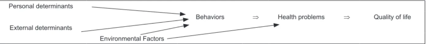 Figure  1  –  Relationships  among  behavior,  health  problems,  quality  of  life,  and  determinants