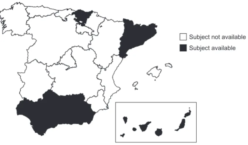 Figure 2 - Communities and Autonomous Cities of Spain in which the  delivery of CT subjects were conducted