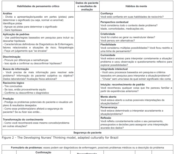 Figure 2 - The Developing Nurses’ Thinking model, adapted culturally for Brazil