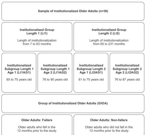 Figure 1 - Stratiication and homogenization of groups and subgroups of older adults living  in homes for the aged