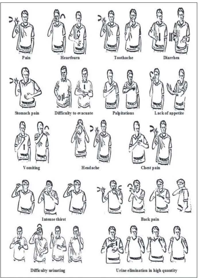 Figure 2 – LIBRAS expression by people with deafness for symptoms of health problems. Campina Grande, PB, Brazil, 2012