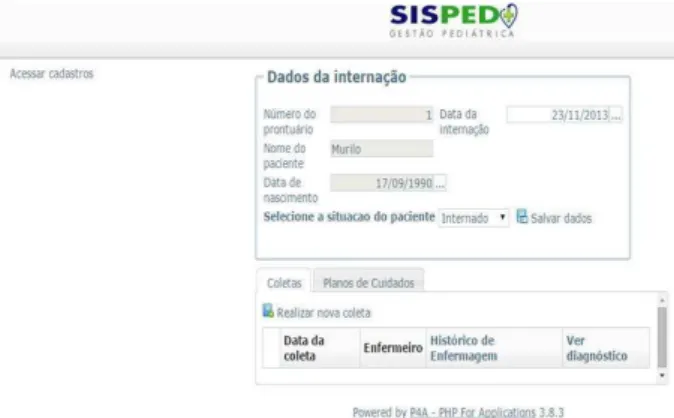 Figura 2 - Pantalla de acceso del paciente internado