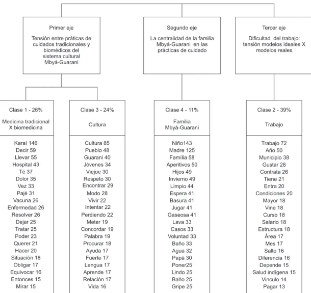 Figura 1 - Representaciones sociales de la asistencia sanitaria para el pueblo Mbyá-GuaraníPrimer eje
