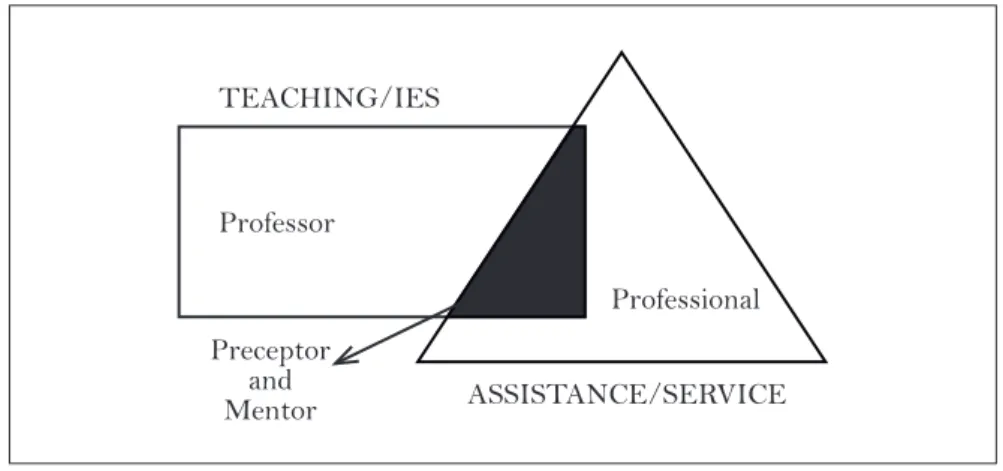 Figure 1 – Insertion of  the preceptor in the dynamics of  teaching and service, 2013.