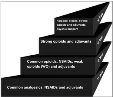 Figure 2. Modiied pain ladder with four steps. Adapted 5,6 . NSAIDS: non-steroid anti-inlammatory drugs.
