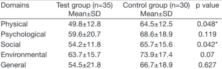 Table 4.  Mean of adherence to pharmacological treatment of both  groups