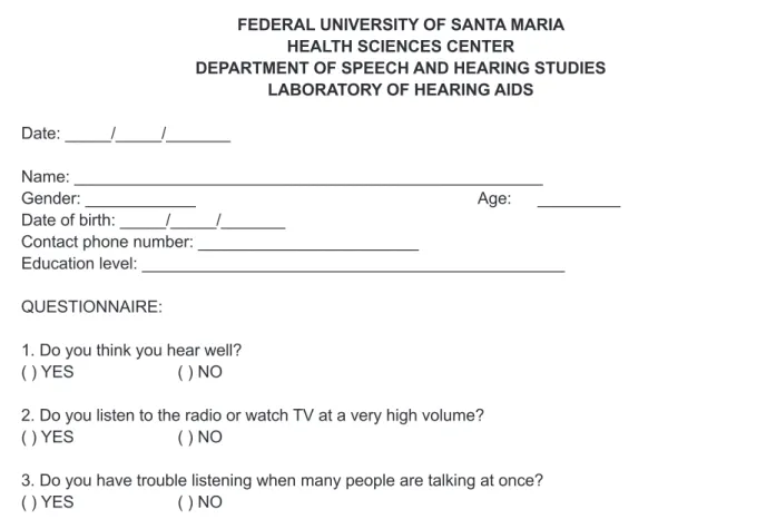 Figure 1 - Questionnaire